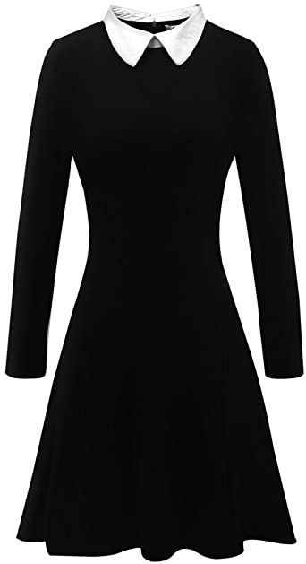 Photo 1 of Aphratti Women's Long Sleeve Casual Peter Pan Collar Fit and Flare Skater Dress
