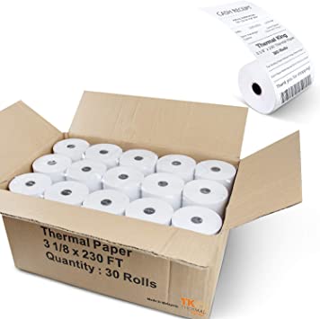 Photo 1 of TK Thermal King, 3-1/8" x 230' Thermal Credit Card Paper (30 Rolls)
