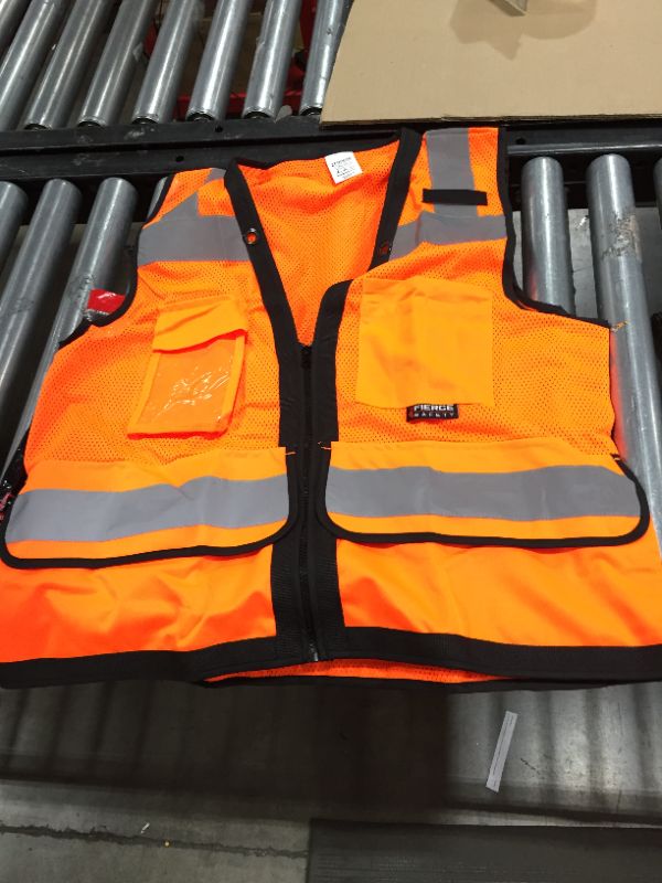 Photo 2 of Fierce Safety SU300G Surveyors Class 2 Green Reflective Vest with Tablet Pockets | Meets ANSI/ISEA Standards
