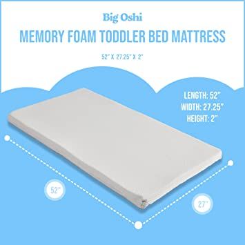 Photo 1 of Big Oshi Waterproof Baby Crib and Toddler Memory Foam Mattress - Waterproof Exterior - Thick, Soft, Breathable Foam Interior - Comfy, Padded Design, 52 x 27.25 x 2 Inch 5638
