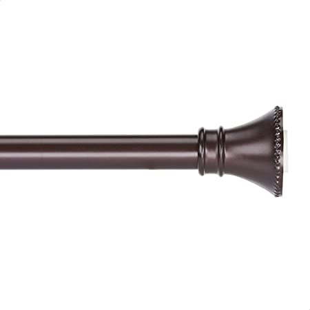 Photo 1 of Amazon Basics Tension Curtain Rod, Adjustable 42-72" Width - Bronze, Dots Finial
