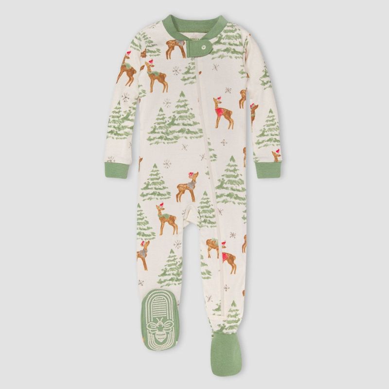 Photo 1 of Burt's Bees Baby® Baby 'Deer with Trees' Organic Cotton Tight Fit Footed Pajama - Light SIZE 18M SET OF 3 
