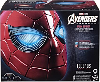 Photo 1 of Spider-Man Marvel Legends Series Iron Spider Electronic Helmet with Glowing Eyes, 6 Light Settings and Adjustable Fit , Red
