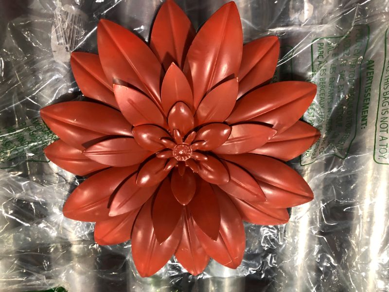 Photo 1 of 10 inch Rust Red Metal Petal Flower 