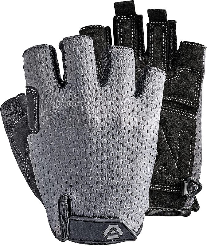 Photo 1 of 2022 Updated Workout Gloves, Black-Grey Weight-Lifting Gloves for Men and Women - Breathable Half-Finger Exercise Gloves - Perfect for Gym, Power-Lifting, and Fitness Training - ATHLETIQ INC XL
