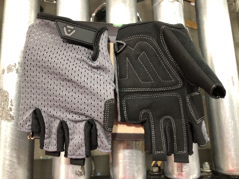 Photo 2 of 2022 Updated Workout Gloves, Black-Grey Weight-Lifting Gloves for Men and Women - Breathable Half-Finger Exercise Gloves - Perfect for Gym, Power-Lifting, and Fitness Training - ATHLETIQ INC XL
