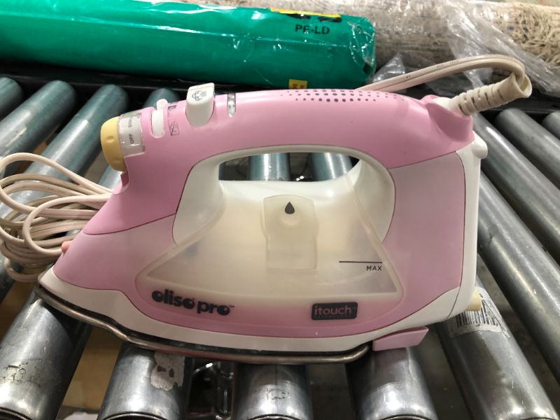 Photo 2 of Oliso TG1600 Pro Plus 1800 Watt SmartIron with Auto Lift - for Clothes, Sewing, Quilting and Crafting Ironing | Diamond Ceramic-Flow Soleplate Steam Iron, Pink
