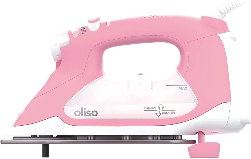 Photo 1 of Oliso TG1600 Pro Plus 1800 Watt SmartIron with Auto Lift - for Clothes, Sewing, Quilting and Crafting Ironing | Diamond Ceramic-Flow Soleplate Steam Iron, Pink
