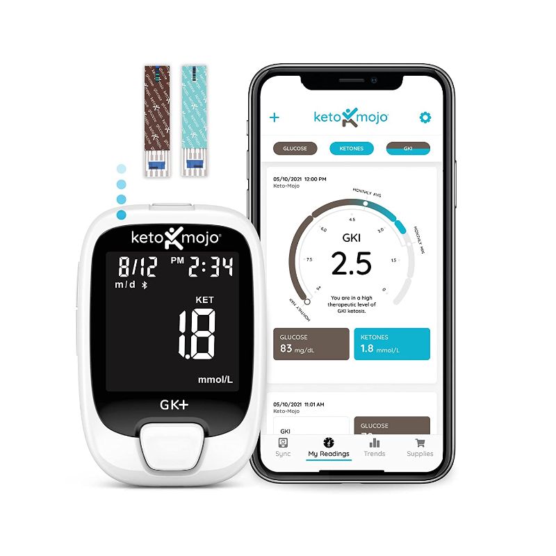 Photo 1 of KETO-MOJO GK+ Bluetooth Glucose & Ketone Testing Kit + Free APP for Ketosis & Diabetes Management. 20 Blood Test Strips (10 Each), Meter, 20 Lancets, Lancing Device, and Control Solutions
