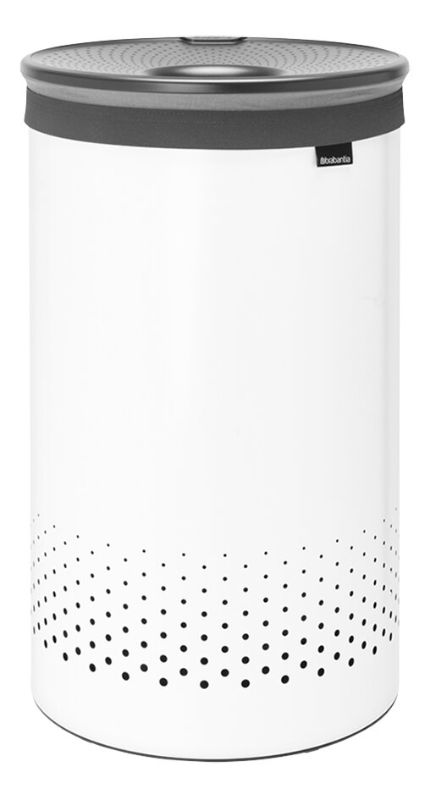 Photo 1 of Brabantia 60L Laundry Bin with Black Plastic Lid - White
