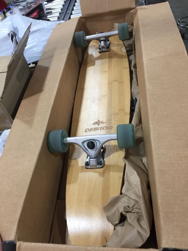 Photo 2 of Debroo 42 Inches Kicktail Bamboo Longboard Cruiser for Adults
