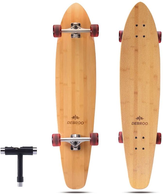 Photo 1 of Debroo 42 Inches Kicktail Bamboo Longboard Cruiser for Adults
