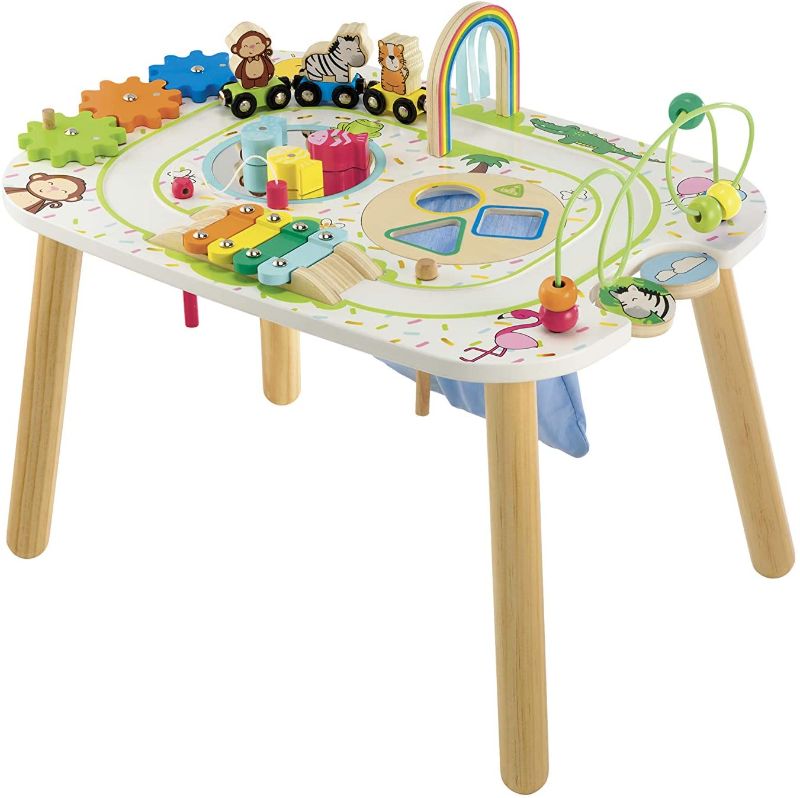 Photo 1 of Early Learning Centre Wooden Activity Train Table, Hand Eye Coordination Training and Fine Motor Skills Toys for 2 Year Old, Amazon Exclusive, by Just Play
