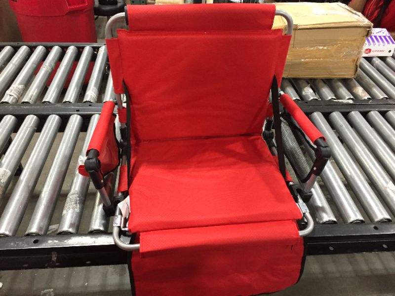 Photo 2 of Alpcour Foldable Stadium Bleacher Seat with Backrest and Armrest - Durable and Portable Padded Chair with Pockets and Cup Holder - Perfect for Basketball and Football Bench Seats
