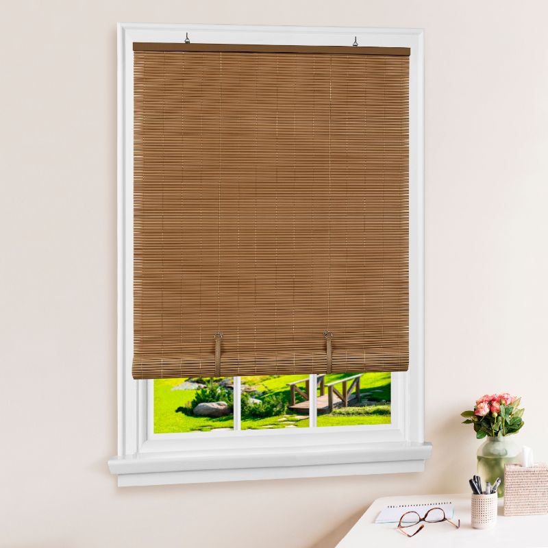 Photo 1 of Achim SOCO72WD06 72 X 72 in. Cordless Solstice Vinyl Roll-up Blind, Woodtone
