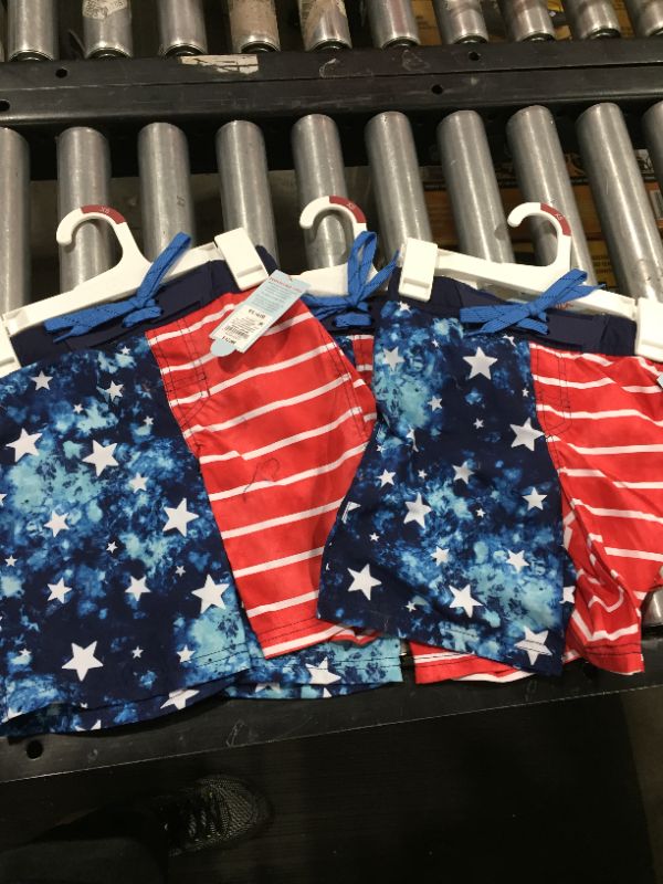 Photo 2 of 3 PACK - Boys' American Flag Tie-Dye Swim Trunks - Cat & Jack™ XS
