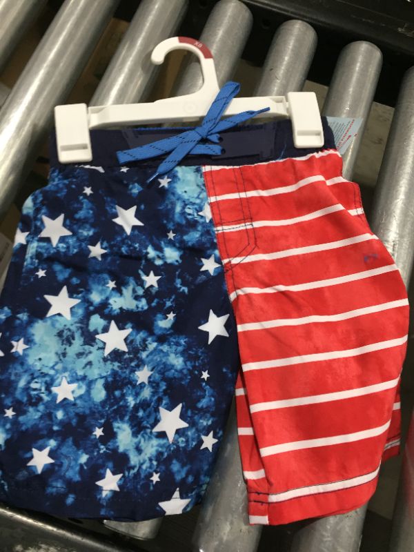 Photo 2 of 1 - Boys' American Flag Tie-Dye Swim Trunks - Cat & Jack™ XS
