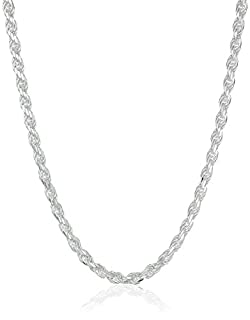 Photo 1 of Amazon Essentials Sterling Silver Diamond Cut Rope Chain Necklace, 20"