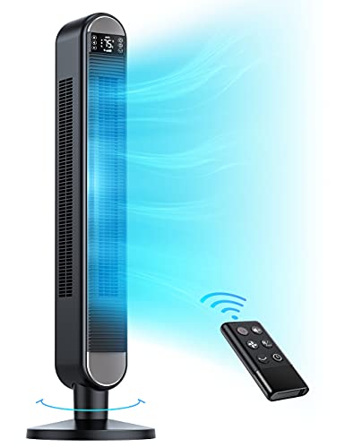 Photo 1 of Tower Fan with Remote - SUGOAL 90 Oscillating Fans for Bedroom, 42" 6 Speeds, 3+1 Modes, Large LED Display, Touch Control, 12H Timer, Quiet Bladeless Floor Fan Standing Fans for Living Room, Office