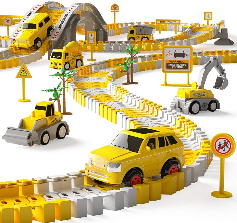 Photo 1 of iHaHa 236 PCS Construction Race Tracks for Kids Boys Toys, 6 PCS Construction Car and Flexible Track Playset Create A Engineering Road Gifts for 3 4 5 6 Year Old Boys Girls Best Toys
