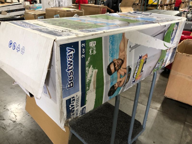 Photo 2 of Bestway 24' x 12' x 52" Power Steel Rectangular Above Ground Pool Set, BOX 2 OF 2 ONLY, MISSING OTHER BOX IN SET, MISSING OUTER RAIL GUARD