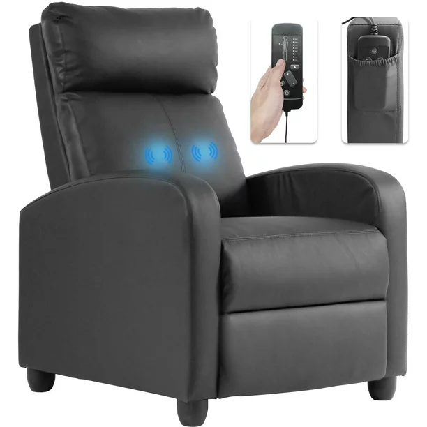 Photo 1 of BestMassage Faux Leather Recliner, Black
