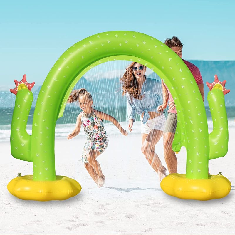 Photo 1 of Inflatable Water Sprinkler for Kids, Giant Cactus Kids Sprinkler, Arch Sprinkler Inflatable Water Toy for Backyard Outdoor Beach Pool Birthday Party
