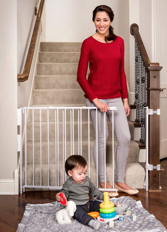 Photo 1 of Regalo Extra Tall and Wide 2-in-1 Stairway and Hallway Wall Mounted Baby Gate, Bonus Kit, Includes Banister and Wall Mounting Kit
