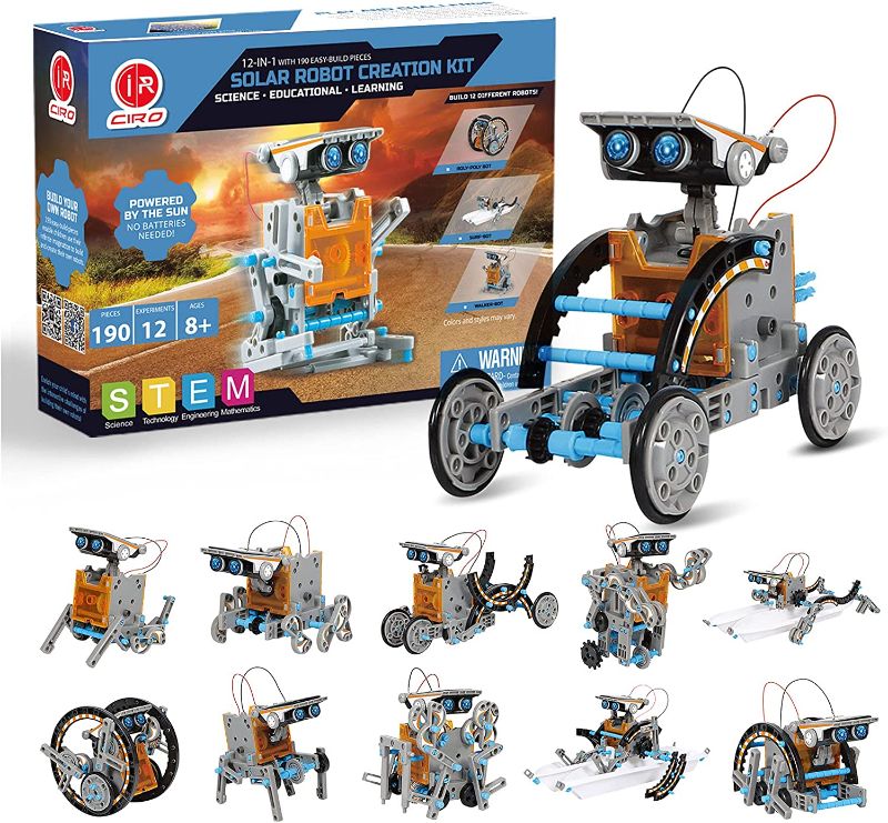 Photo 1 of 12-in-1 Solar Robot Toys STEM Education Activites Kits for Kids 8-12 190 Pieces Building Sets
