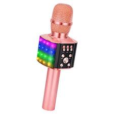 Photo 1 of BONAOK Wireless Bluetooth Karaoke Microphone with controllable LED Lights, 4 in 1 Portable Karaoke Machine Mic Speaker Birthday Home Party for All Smartphones PC(Q36 Rose Gold)
