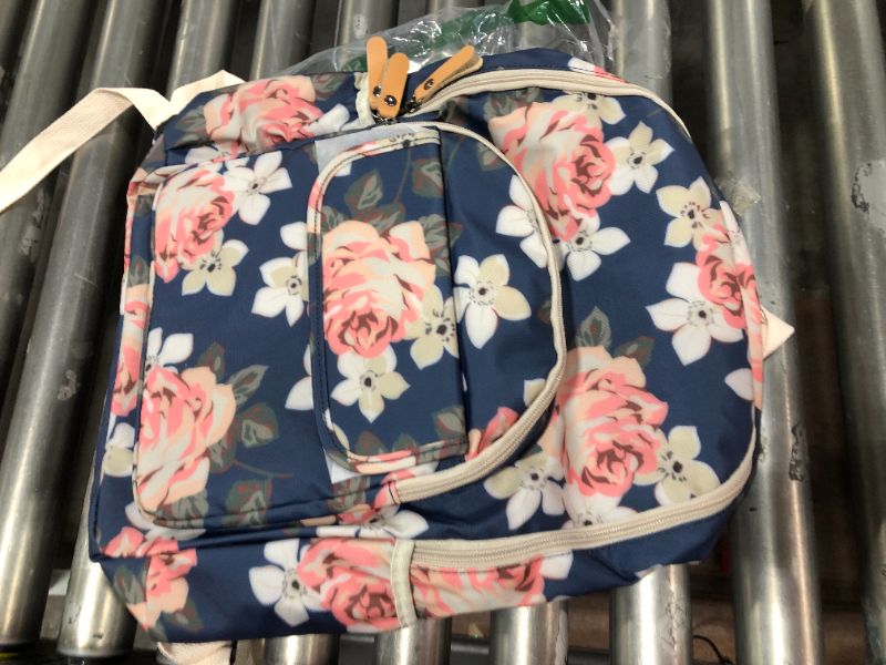 Photo 2 of  Floral 15.6 inches Laptop Backpack College Bag Daypack Floral Dark Blue
