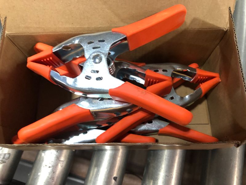 Photo 1 of 6-pack Spring Clamps for Woodworking, Large Steel Clamp Set, Jaw opening, Nickel-plated, Heavy Duty Clips for Backdrops Stand, Background Muslin, Paper, Photo Studio
