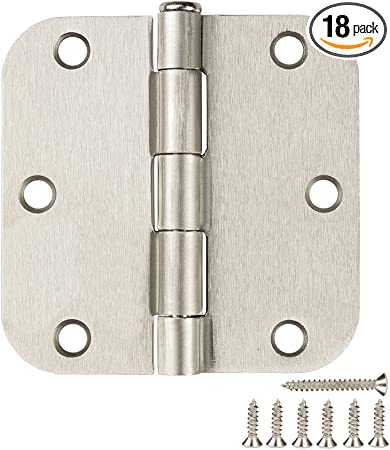 Photo 1 of 18 Pack Door Hinges Brushed Nickle 3.5" Satin Nickel Door Hinges with 5/8" Radius Corners,Silver Door Hinges Interior 3 1/2 Inch for Residential Door Hardware-NADASQ