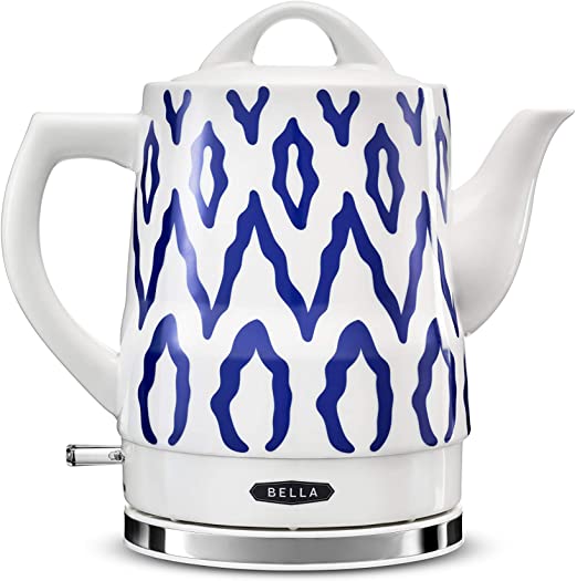 Photo 1 of BELLA 1.5 Liter Electric Ceramic Tea Kettle with Boil Dry Protection & Detachable Swivel Base, Blue Aztec
