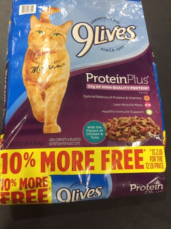 Photo 1 of 9Lives Protein Plus Dry Cat Food Bonus Bag, 13.2Lb EXPIRED!! **BEST BY:04/22/2022***