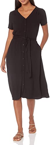 Photo 1 of Amazon Essentials Women's Short-Sleeve Midi Button Front Tie Dress, Large