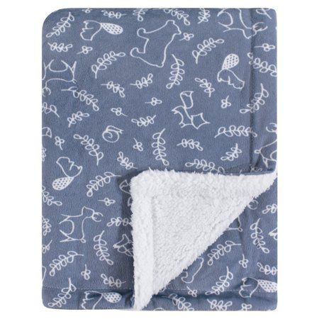 Photo 1 of Luvable Friends Boys' Receiving and Stroller Blankets Forest - Blue Forest Sherpa Blanket
