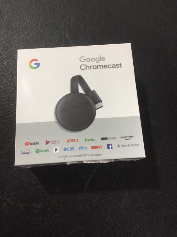 Photo 1 of Google Chromecast - Streaming Device with HDMI Cable - Stream Shows, Music, Photos, and Sports from Your Phone to Your TV
