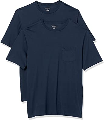 Photo 1 of Amazon Essentials Men's 2-Pack Regular-Fit Short-Sleeve Crewneck Pocket T-Shirt, Small
