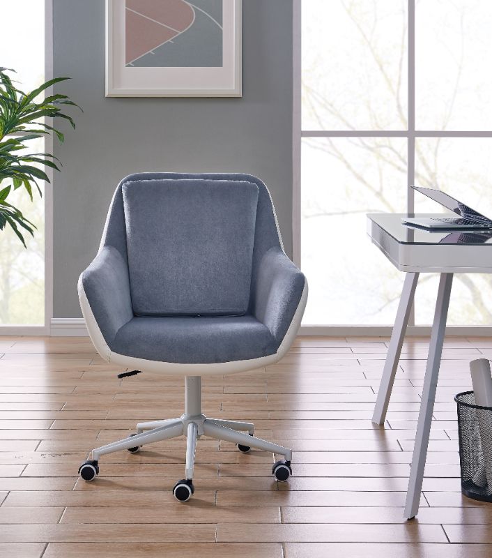 Photo 1 of IDS Home Office Chair Executive Mid Back Computer Table Desk Chair Swivel Height Adjustable Ergonomic With Armrest Grey Fluff Cover Office Chair
