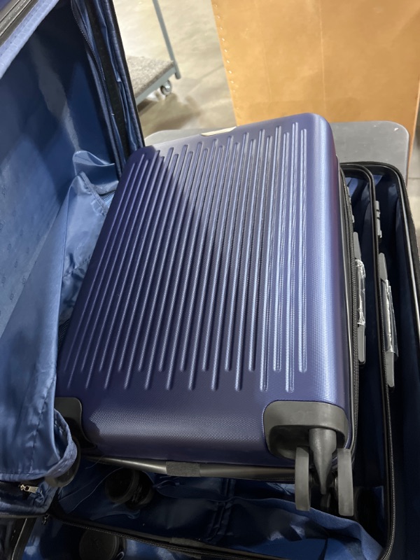 Photo 1 of 3 Piece Expandable Luggage Sets, HardShell Luggage Set with Double Spinner Wheels and TSA Approved Lock, 20" Carry-on Luggage, 24" and 28" Checked Luggage, Dark Blue
