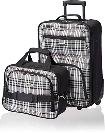 Photo 1 of Rockland Fashion Softside Upright Luggage Set, Black Plaid, 2-Piece 