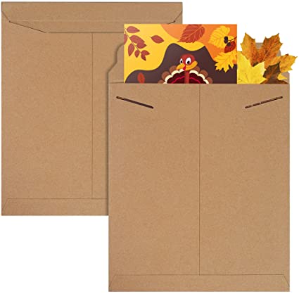 Photo 1 of APQ Pack of 10 Tab Lock Mailers 12 3/4” x 15” Kraft Chipboard envelopes, Locking tab Closure. Rigid Paperboard mailers. No Bend documents, Photos, Diplomas. Ideal for CD, DVD, booklets, Jewelry.