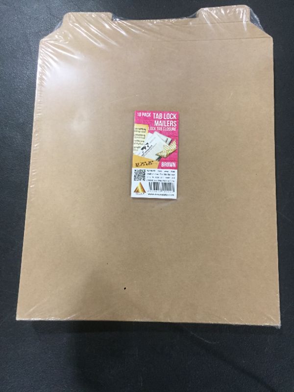 Photo 2 of APQ Pack of 10 Tab Lock Mailers 12 3/4” x 15” Kraft Chipboard envelopes, Locking tab Closure. Rigid Paperboard mailers. No Bend documents, Photos, Diplomas. Ideal for CD, DVD, booklets, Jewelry.