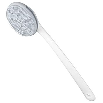 Photo 1 of Back Scrubber for Shower,Back Shower Brush, Body Scrubber, Back Brush Long Handle for Shower, 2 Sponges, BPA-Free, Silicone Bristles, Rich Foam, Deep Cleaning(Light Gray)