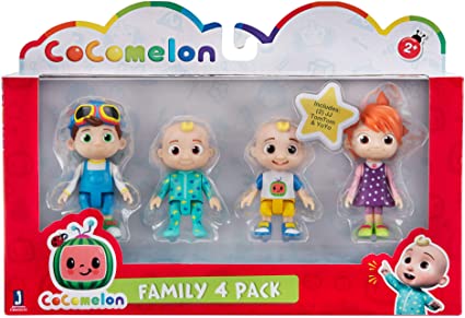 Photo 1 of Cocomelon Friends & Family, 4 Figure Pack - 3 Inch Character Toys - Features Two Baby JJ Figures (Tee and Onesie), Tomtom, and YoYo