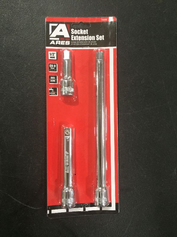Photo 2 of ARES 70245 - 3-Piece 1/2-Inch Drive Socket Extension Set - Includes 3-Inch, 5-Inch and 10-Inch Extensions - Premium Chrome Vanadium Steel with Mirror Finish