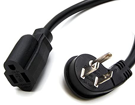 Photo 1 of 1-Foot Flat Plug Angled Extension Power Cable 16 AWG, UL Listed (Ultra Low Profile 1 Foot)
