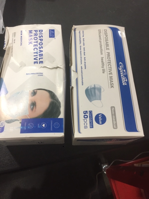 Photo 3 of 2 Boxes of 50pcs Disposable Face Masks. 100 total 