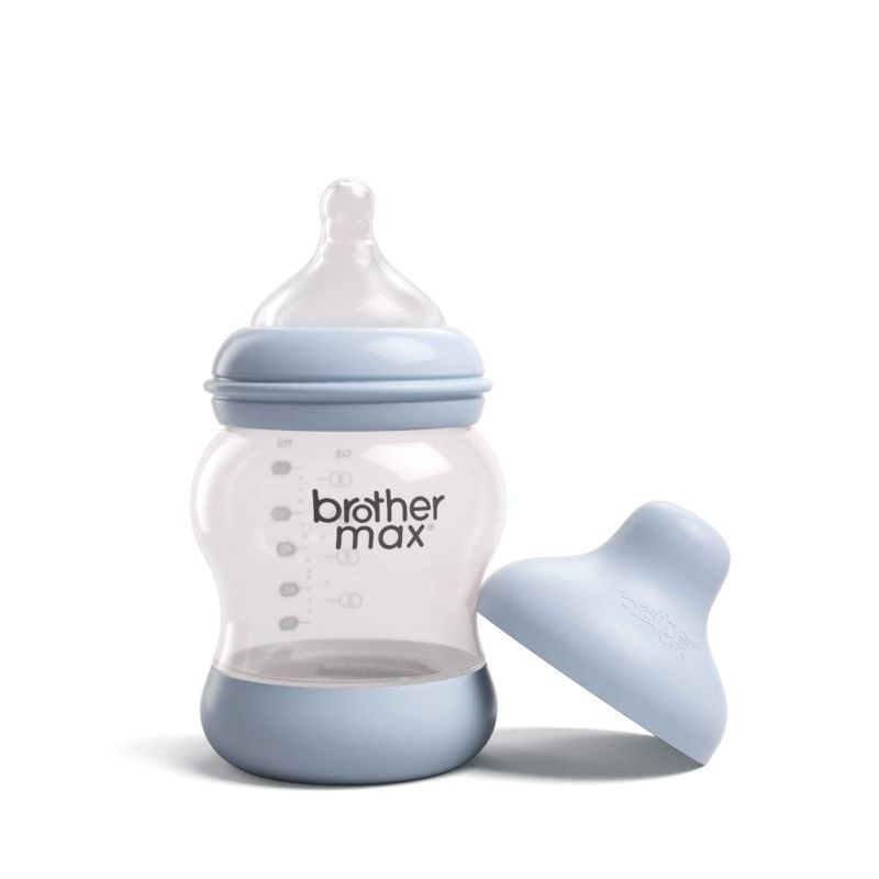 Photo 1 of Brother Max Baby Bottles, Anti-Colic Breast-Milk Feeding Bottles, Breast-Like Nipple for Natural Latch, BPA-Free (Blue, 5oz)
